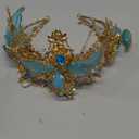 FRESHME Renfaire Fairy Elf Crown - Fairy Headpiece with Butterfly Wings Renaissance Cosplay Halloween Fantasy Accessories (Blue)