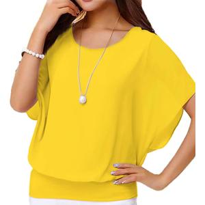 VIISHOW Women's Summer Loose Casual Short Sleeve Chiffon Top T-Shirt Blouse, Size: Small
