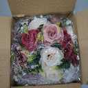 NUPTIO Artificial Flower Centrepieces for Tables - 2 Pcs Burgundy & Dusty Rose & Creamy White Fake Flowers Roses Balls 9.5in Diameter - Silk Faux Rose Arrangement for Wedding Party Table Decor