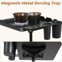 Salon Tray Cart with Storage Platform, 2 Magnetic Bowls Tattoo Tray with Wheels Trolley, Adjustable Height Salon Tray Equipment, Hairstylist Holder and Hair Separator Stand for Salon & Spa Use, Black