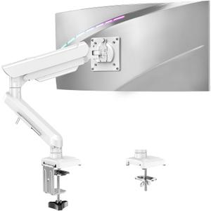Single Monitor Mount for 13-32 inch Screen, Gas Spring Arm, Gaming & Home Office Use, VESA 75x75mm & 100x100mm, Freelift Pro White (Single, White)