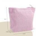 4-Piece Seersucker Makeup Bag, Striped Cosmetic Organizer, Large Travel Toiletry Pouch for Purse, Aesthetic Storage Bags for Women Bridesmaid Gift, Multi-colored