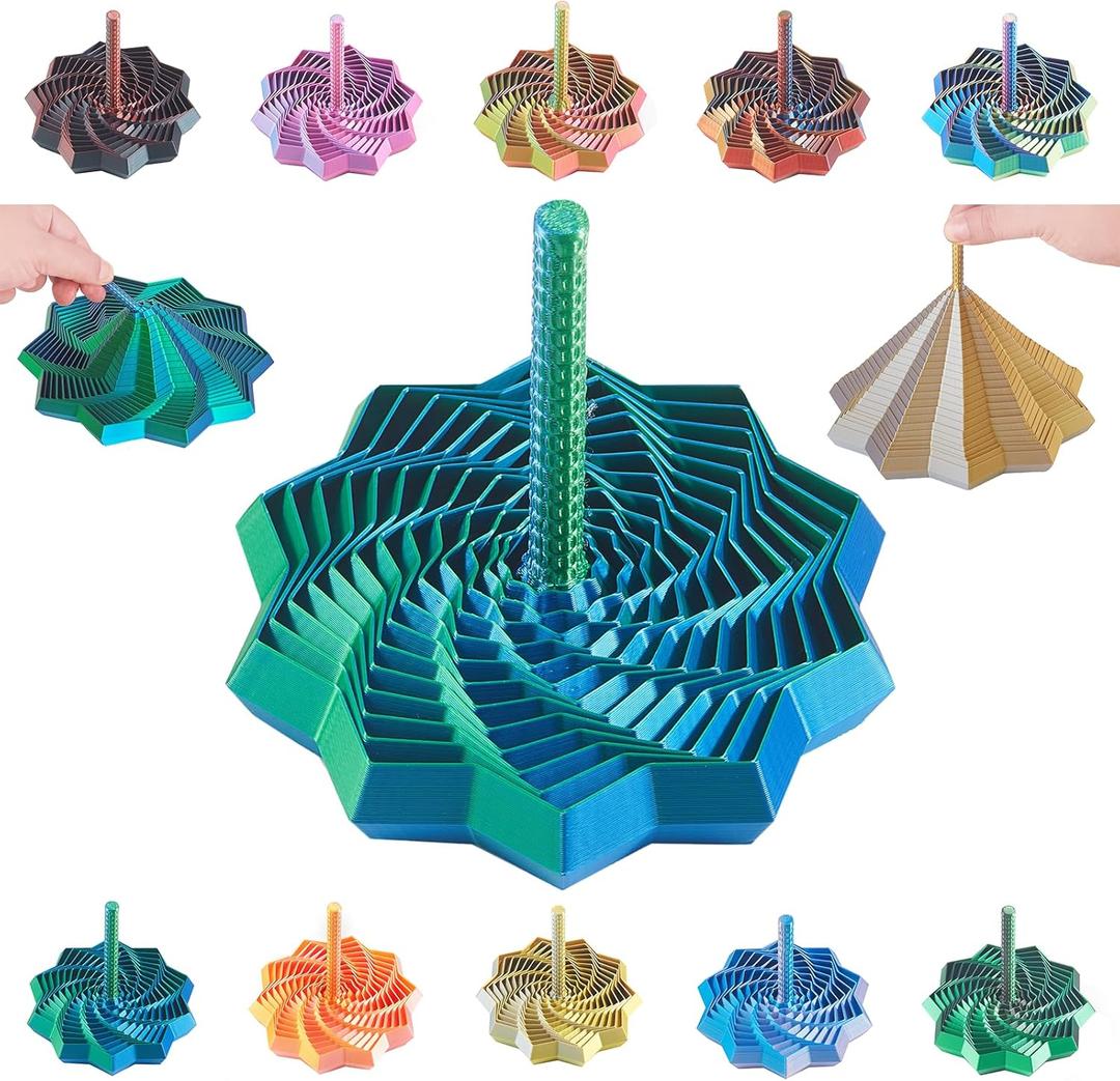 2 x 3D Expanded Sensory Fidget Star with Handle,Stress-Relief for Adults,Multi-Color Entertainment Pack for Mesmerizing Fun (Blue-Green, Small)