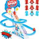 QUENTRO Penguin Slide Toy Set  Stair Climbing Roller Coaster with Sliding Tracks, 9 Racing Penguins & 3-Speed Switch  Lights, Music & Quiet Mode  Educational Playset for Kids & Toddlers