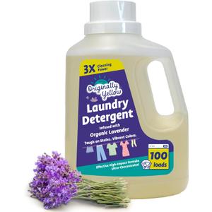 Originally Yellow Plant Based Laundry Detergent | Ultra-Concentrated Natural Laundry Detergent with Organic Lavender | High-Efficiency Clean, Tough on Stains, Gentle on Fabric | 64Oz
