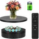 2 in 1 Motorized Rotating Display Stand with 5.74 /8.66 inch Replacement Cover, Remote Control 360 Degree Electric Turntable Display Stand Max 22lbs Load Auto Lazy Susan for Photography LiveStream