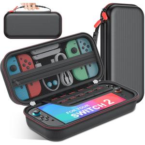 Spican for Switch 2 Case Compatible with Nintendo Switch 2 (2025) and Switch/Switch OLED, Switch Travel Carrying Case Hard Shell Protective for Nintendo Switch 2 Accessories and Switch 2 Games (Black)