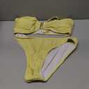 Fanuerg Women's Ribbed Bikini Sets U Wire Adjustable Spaghetti Straps Swimsuit Textured Ruched Two Piece Bathing Suit Yellow L