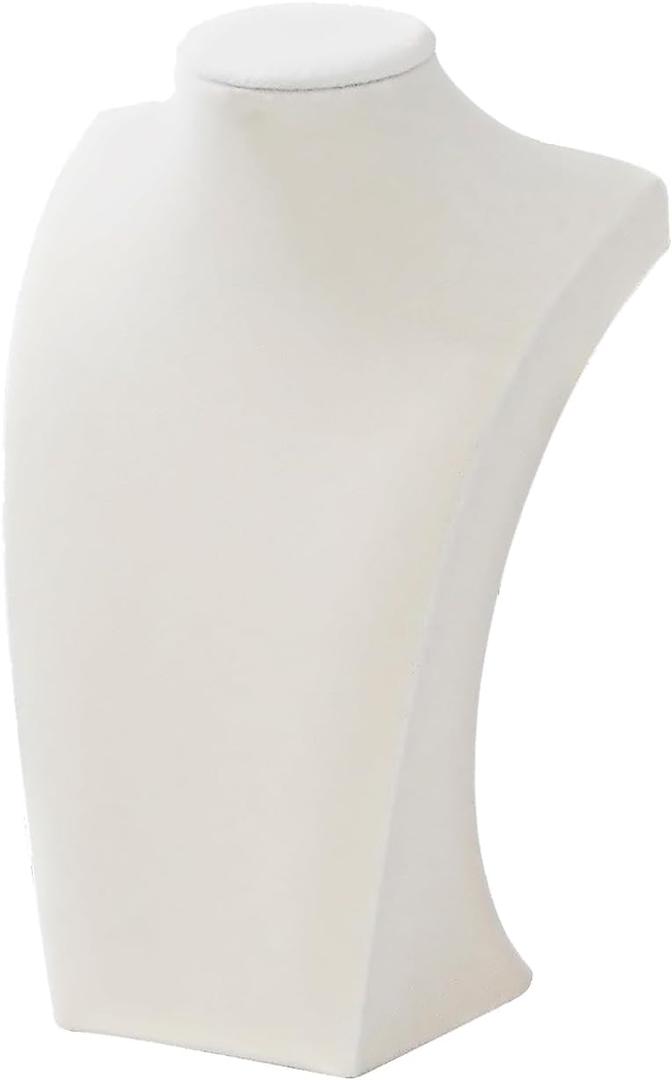 Necklace Bust Stand for Selling, Beige Velvet Necklace Display Holder, Jewelry Necklace Organizer Rack for Home Use or Store Show (11"Height) (11" Height (1pc))