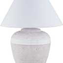 Henn&Hart 22.5'' Modern 1-Light Table Lamp with White Fabric Cone Shade for Living Room, Bedroom, or Office, White