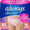 lways Discreet Adult Incontinence Underwear for Women and Postpartum Underwear, Extra Large, Up to 100% Bladder Leak Protection (2 Pack)