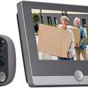 WiFi 1080P Video Doorbell Camera, 2.4GHz Peephole Camera Door Viewer with 4.3inch LCD Display, 120 Degree View Angle, Night Vision, Motion Detection, 2-Way Audio, Rechargeable Battery (Black)