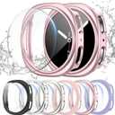 [6+6Pack] for Samsung Galaxy Watch 8 40mm Screen Protector Case, Hard PC Bumper + HD Anti-Fog Tempered Glass Protective Film, Waterproof Face Cover Set for Galaxy Watch 8 40mm Accessories (Black+Clear+Starlight+Pink+Rosegold+lavender)