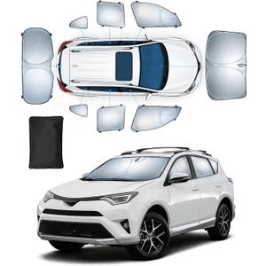 Sun Shades for Toyota RAV4 2013-2018 Windshield Sunshade Accessories Full Window Shades for RAV4 Front Rear Side Window Covers Fixed with Inserts Sun Visor Blocker Privacy Car Keep Car Cool 8 PCS