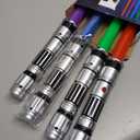 4 Pack Light up Sword Saber with FX Sounds (Motion-Sensitive) and Retractable Handle, 4 Colors Changing Led Glowing in he Dark Dueling Sword for Kid Adult, Galaxy War Party, Halloween Cosplay