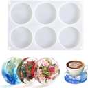 KISREL Round Resin Molds, Large 6 Cavity Coaster Silicone Molds, Deep Coaster Molds for Epoxy Resin, Epoxy Resin Molds for Epoxy Resin Crafts, Coasters, DIY Crafts