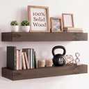 WOPITUES 48" Long Floating Shelves, 3" Thick Rustic Wall Shelves Set of 2, 48in