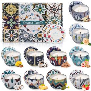 Scented Candles Gift Set, 10 Pack Candles for Home Scented, 250 Hour Long Lasting Soy Candle with Two Coasters, Gifts for Women, Aromatherapy Candle for Stress Relief, Relaxation, Bath, Yoga