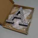 Qunclay Silver Crystal Diamond Bling Letters Crushed Diamond Decoration Wooden Glitter Letter with Screw and Hooks Rhinestone Gift for Wedding Y2k Mcbling Bedroom Wall Decor(Letter A,5.7"l X 5.7"w)