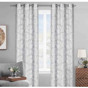 Dark Grey Ivy Leaf Light Filtering Curtain Panel, 52"×63"