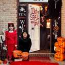 Halloween Front Door Witch Banner, 35.4" x 78" Fabric Door Cover with I Put a Spell on You, Photo-Ready Trick-or-Treat Porch Decoration