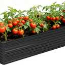 Vengarus 12x4x2FT Galvanized Raised Garden Bed Kit, Deep Root Planter Box Outdoor Large Planter Raised Beds for Planting Flowers,Vegetables and Herbs-Black