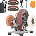 3-In-1 Mini Belt Sander - Electric Bench Grinder Sanding Machine, 7 Adjustable Speed Table Polisher Buffer Handcraft System for Metal Wood DIY Craft Jewelry Stained Glass (Plus Kit)