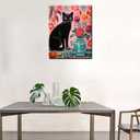 Paint by Number Black Cat on Colotful Rug DIY Cute Floral Vase Painting on Canvas with Brushes Acrylic Paints Pink Paint by Numbers for Adults and Kids Student Beginner 16x20 Inchwithout Frame