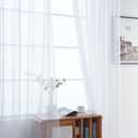 SpaceDresserWhite Kitchen Sheer Valance Curtains 36 Inch, Voile Sheer Cafe Curtains for Bathroom Farmhouse Country Light Filtering Short Window Curtain 1 Pair 2 Panels(White,52 W x 36 L)