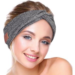 Bluetooth Headband for Women, HD Speakers Bluetooth 5.0 Wireless Headband Headphones, Fashion Grey Head Band with Knotted/Twist Design for Yoga, Workout, Running, Sports, Gift, (Gray)