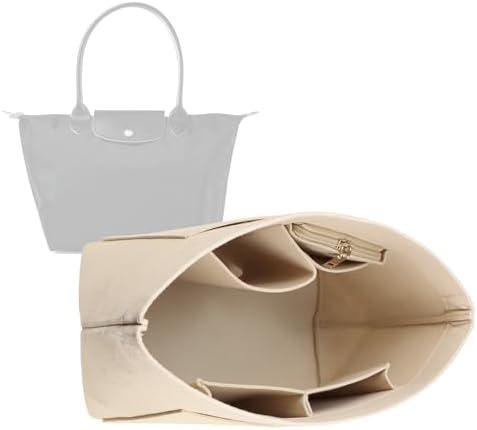 Lckaey Purse Organizer Insert for longchamp(Small) shor thandle Handbags Organizer 1012Beige-S