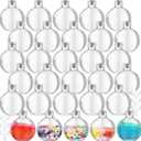 Jinei 30 Pcs 6 oz Ball Shape Plastic Sand Art Bottles Spherical Clear Plastic Potion Bottles Christmas Cocktail Ornament Balls for DIY Wedding Party Gift Crafts Decoration (Silver,Aluminum Cap)