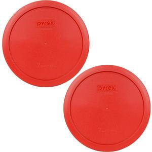 Pyrex 7402-PC 6/7 Cup Poppy Red BPA-Free Plastic Lid (2-Pack) - Made in USA