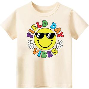 Toddler Field Day Shirt for Boys Kid Grils, Happy Field Day T Shirt, Cotton Blend, Funny Design :4-7T (Beige)