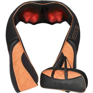 TRIDUCNA Shiatsu Neck Shoulder Back Massager with Heat and Carry Bag - Electric Massage Pillow with Deep Tissue Kneading for Lower Back, Calf, Leg Massage - Use at Home, Office, and Car