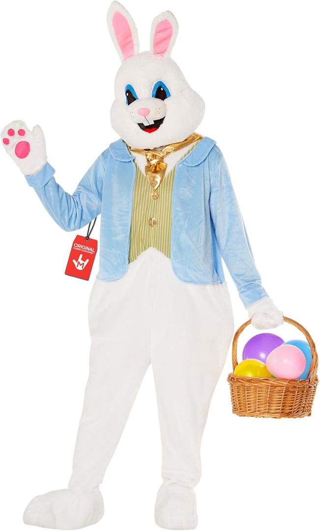 Morph Deluxe Easter Bunny Costume Adult, Bunny Suit, Easter Costumes for Adults, Rabbit Costume Adult (Large, White)