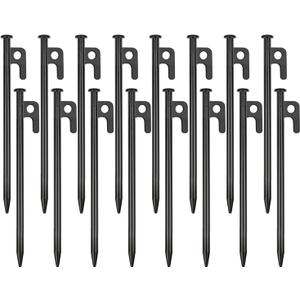 16 Pack Tent Stakes Heavy Duty Metal Tent Pegs for Camping Steel Tent Stakes 8 inch Unbreakable and Inflexible