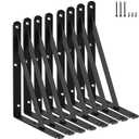 8 Pack L8 x H 6" Black Heavy Duty Shelf Brackets with Screws Metal Shelf Brackets Shelf Support Angle Brackets for Shelves L Brackets Heavy Duty Floating Shelf