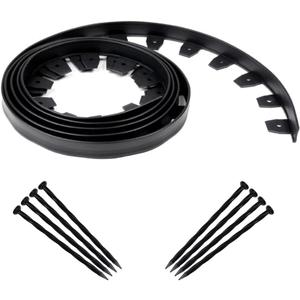 EasyFlex Heavy-Duty No-Dig Landscape Edging with Anchoring Spikes, 1.7 in. Tall Straight Top Commercial Grade Plastic Garden Border, 20 Foot Kit, Black