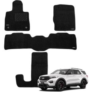 WENNEBIRD Superior Carpet Floor Mats for 2020-2026 Ford Explorer 6 Seats (Without 2nd Row Center Cup Holder), 0.6-Inch Ultra-Thick, Noise-Reducing, All-Weather Waterproof Anti-Slip – 4-Pc Set