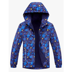 Hiheart Girls Boys Fleece Lined Hooded Jacket Waterproof Windbreaker 8-9