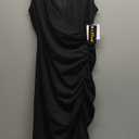 IHOT 2025 Women's Sexy V Neck Sleeveless Side Slit Ruched Bodycon Faux Wrap Party Cocktail Work Midi Dress, M