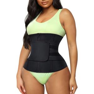 TrainingGirl Women Waist Trainer Cincher Corset Tummy Control Workout Sweat Band Slimmer Belly Belt Weight Loss Sports Girdle (Large, Black)
