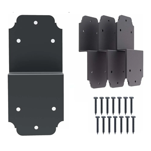 4packs Heavy Duty Pergola Bracket Black,6" Steel Angle Joist Tie Z Fix Bracket for Wood DIY Projects - Large Connector Brace,Post to Beam Connectors Repair Hardware,Joining Brackets
