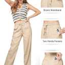 Willit Women Linen Pants Wide Leg Casual Palazzo Pants Cotton Linen Lounge Beach Summer Pants with Pockets 29"/31"/ 33" (Beige, XXL)