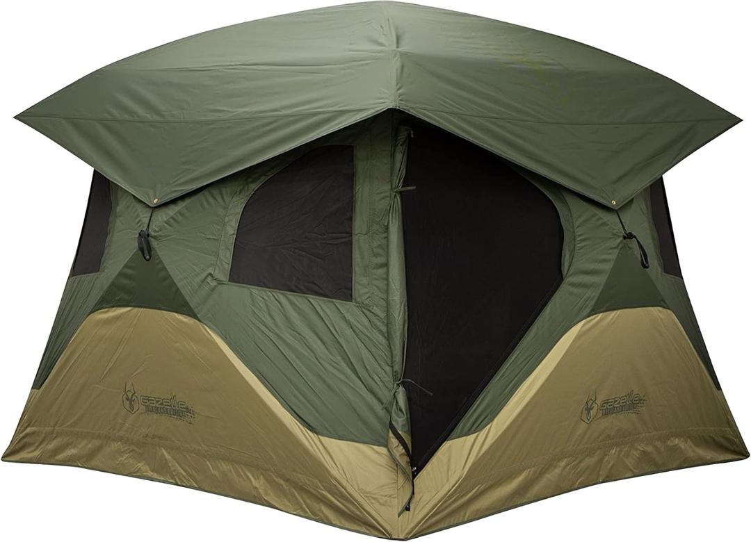 Gazelle T4 Overland Edition GT401GR Pop-Up Portable Camping Hub Tent, Easy Instant Set up in 90 Seconds, Alpine Green/Moss, 4-Person, Family, Overlanding, 78" x 94" x 94"
