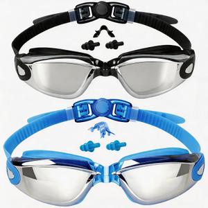 EverSport Kids Swim Goggles, Pack of 2 Swimming Goggles for Children Teens, Anti-Fog Anti-UV Youth Swim Glasses for Age4-16 (Black, M)