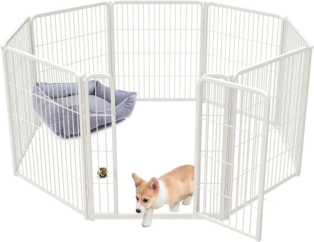 FXW Homeplus Dog Playpen for Indoor Use - Stress-Free and Safe Play, Heavy Duty 32 Inch 8 Panels Dog Pen for Puppies, Small and Medium Dogs, WhitePatented