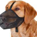 Mayerzon Dog Muzzle, Soft Mesh Muzzle for Small Medium Large Dogs Anti Bite Scavenging, Breathable Adjustable Mouth Guard for German Shepherd Labrador Golden Retriever in Grooming Walking Vet Visits (S [Snout Cir: 8"-9"], Black)