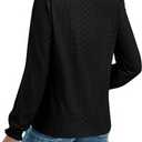 Okiwam Womens Long Sleeve Shirts Fall 2026 Square Neck Dressy Casual Blouses Eyelet Tunic Tops Fashion Outfits Clothes (Black, M)